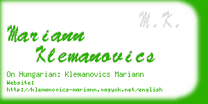 mariann klemanovics business card